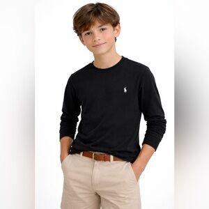 POLO RALPH LAUREN Boys Black Long Sleeve Tee | Classic Preppy